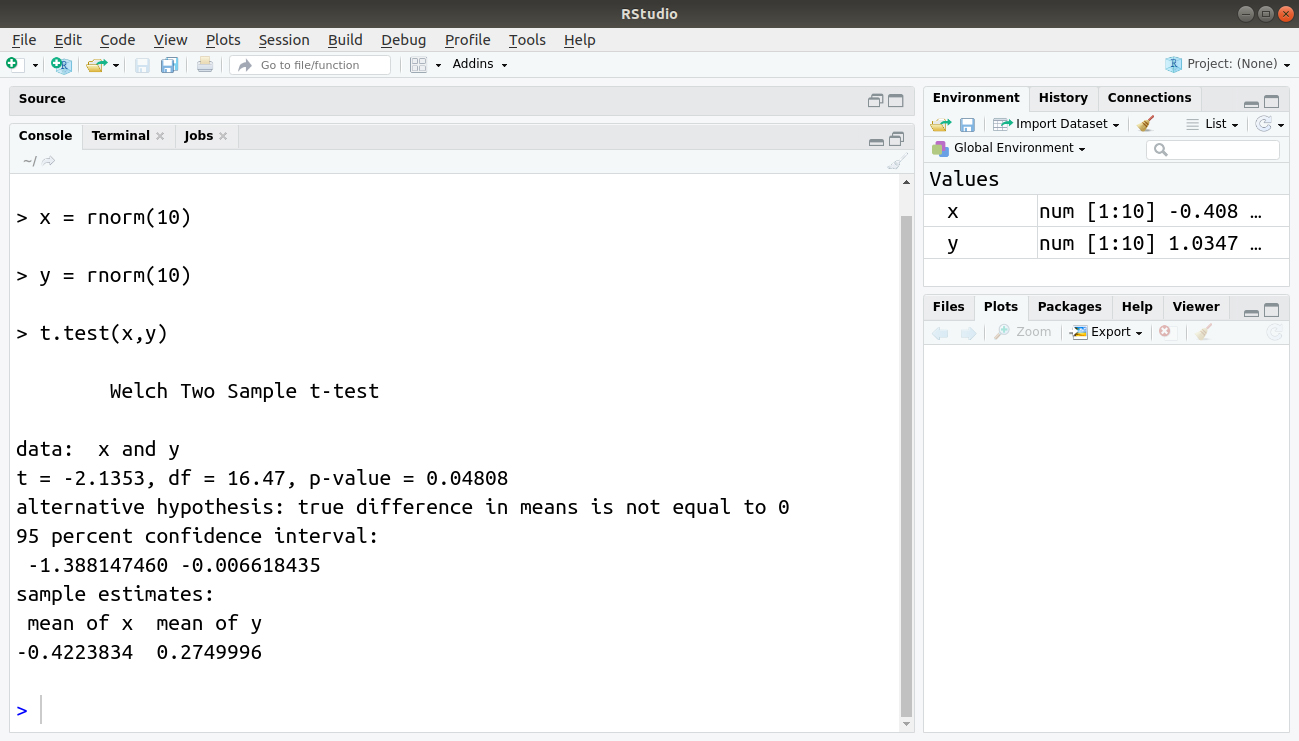 hypothesis testing in r programming