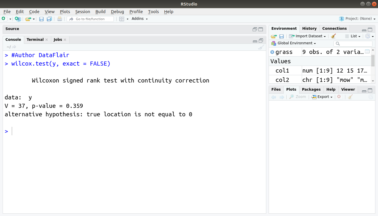 hypothesis test r studio