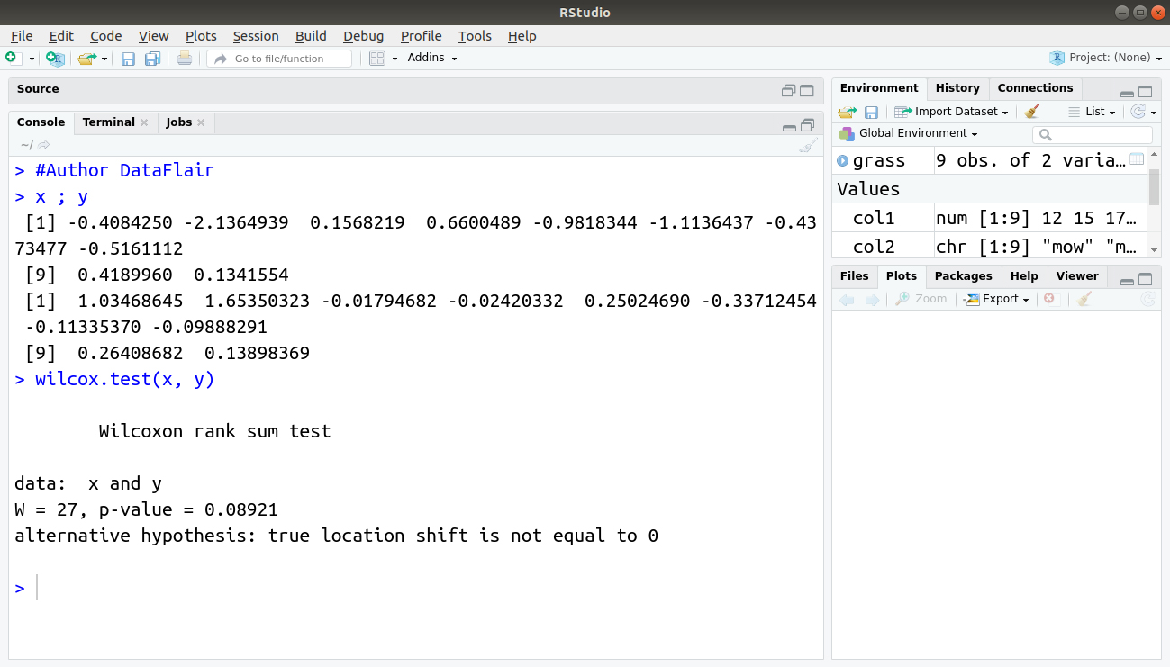 hypothesis test r language