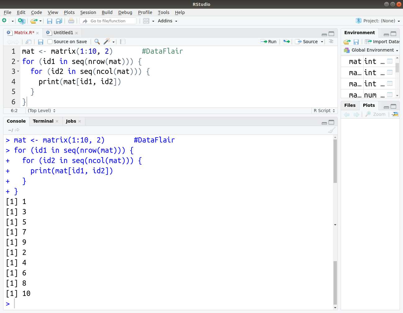 nested for loop in r