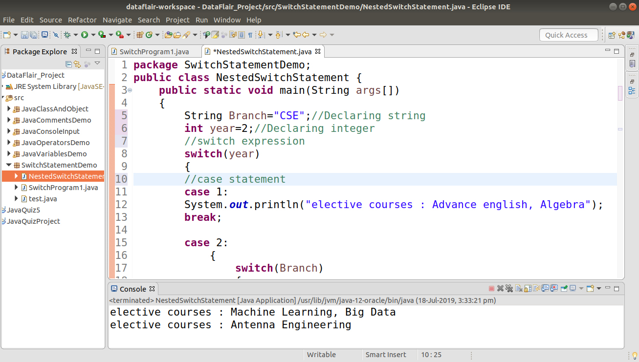 Nested Switch Example