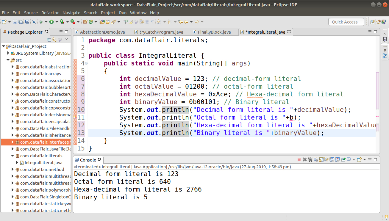 Literals In Java Integral Floating Point Char String Boolean Dataflair