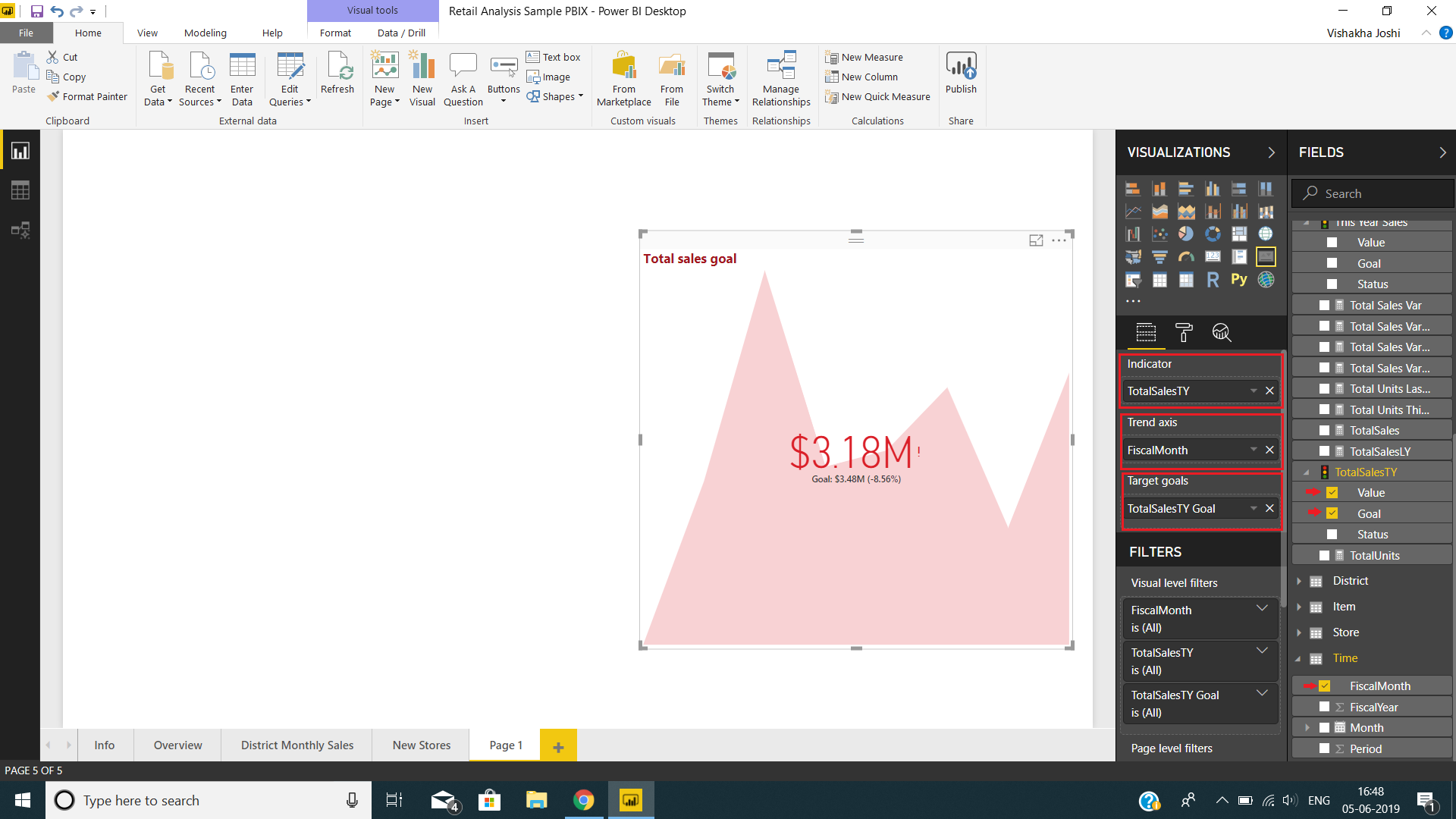 Visuais do indicador chave de desempenho (KPI) - Power BI