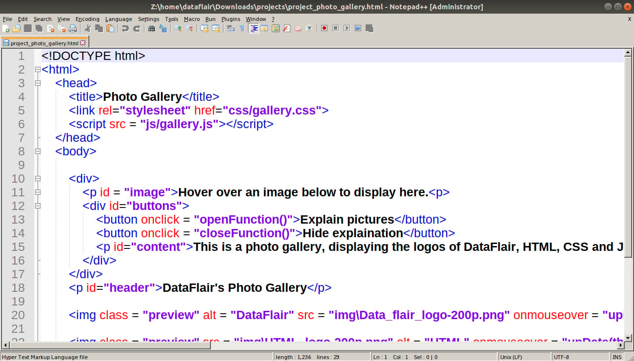 JavaScript Project Creating A Photo Gallery With HTML CSS JS Code   JavaScript Photo Gallery Project HTML Code 