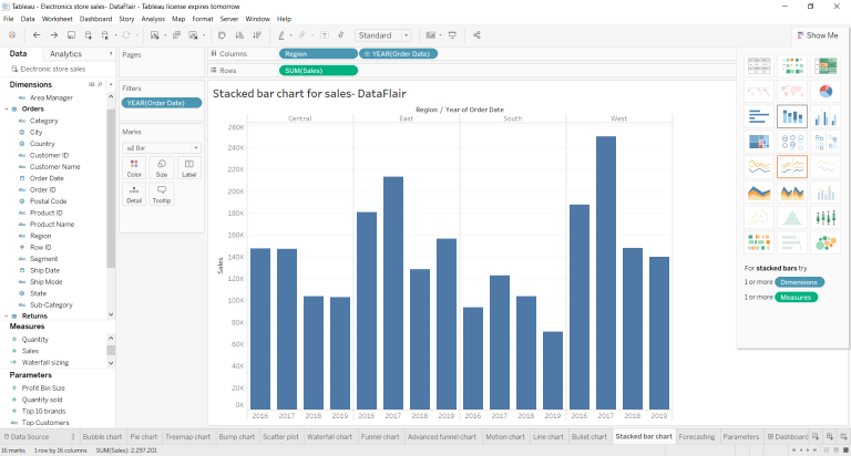 Tableau Stacked Bar Chart - Artistic approach for handling data - DataFlair