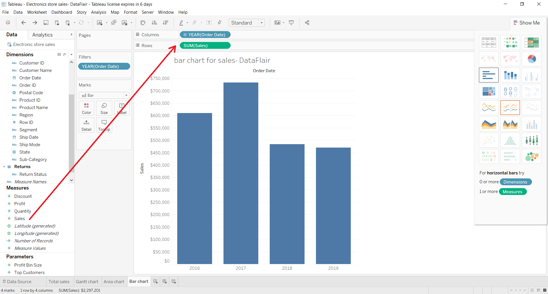 Bar Chart In Tableau The Art Of Portraying Data Dataflair