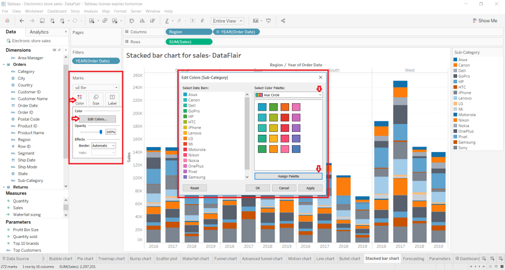 Tableau Stacked Bar Chart - Artistic approach for handling data - DataFlair