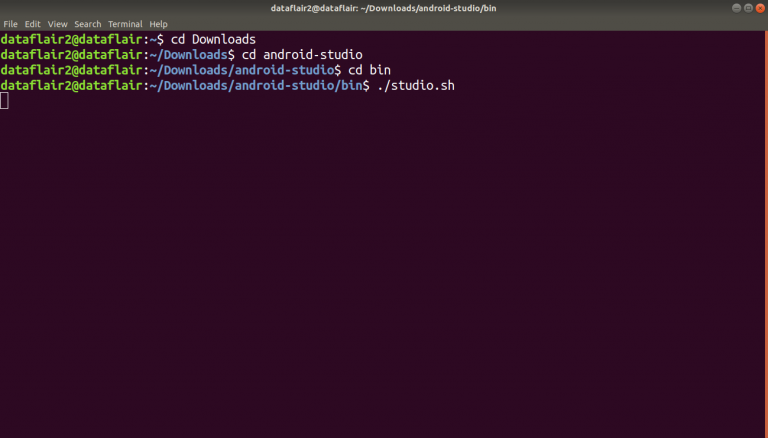 open android studio ubuntu terminal open android studio ubuntu terminal