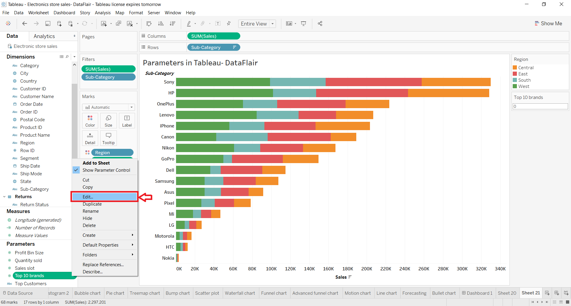 create parameters in tableau an easy to follow process dataflair pch line r google docs chart