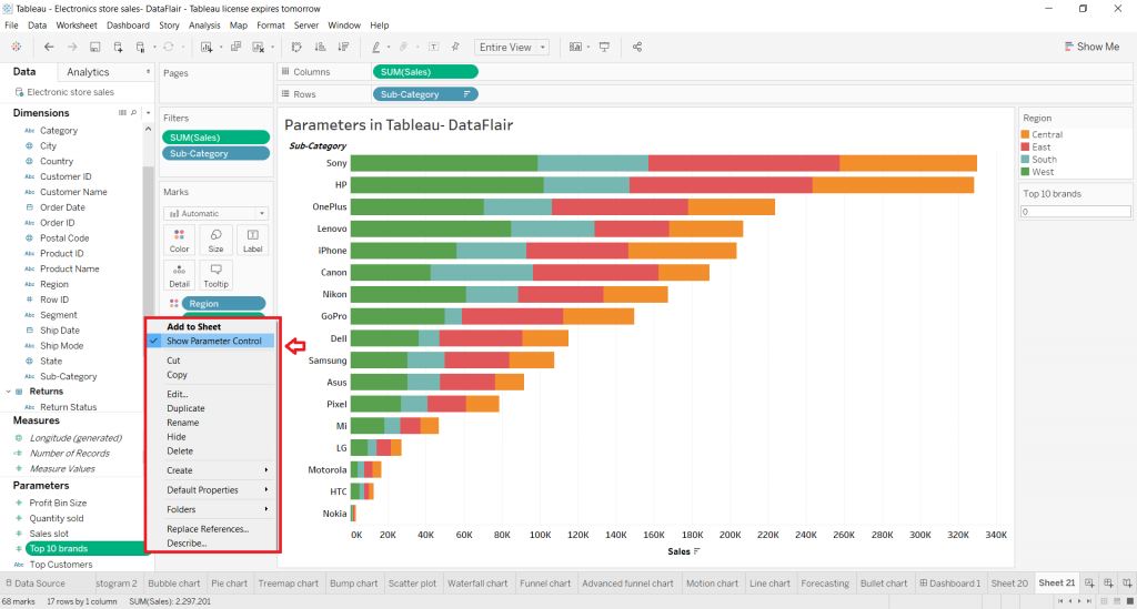 tableau action to set parameter value