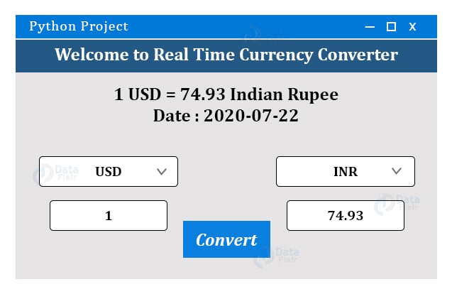 Currency Converter Python with Source Code - DataFlair