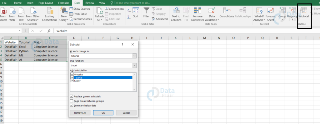 Grouping in Excel | Filters in Excel - DataFlair