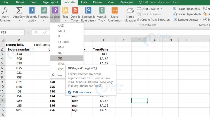 Logical Functions in Excel - AND, OR, XOR, NOT - DataFlair