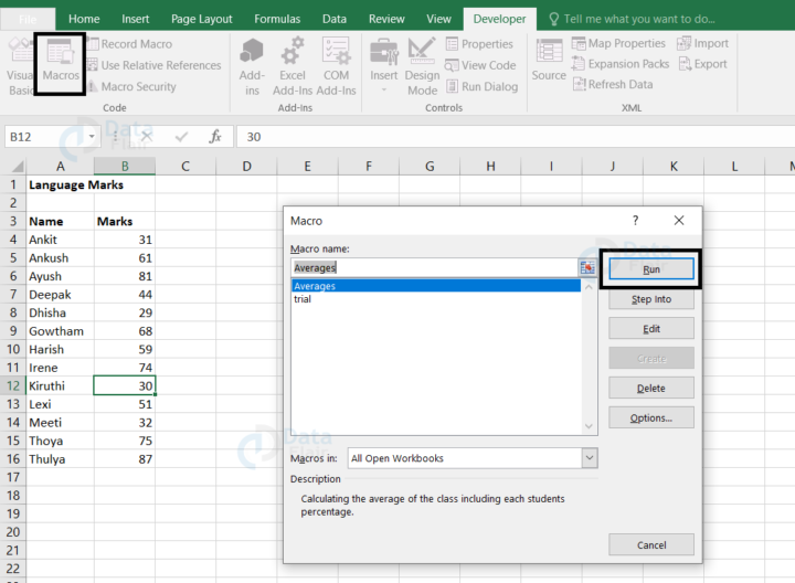 Macros in Excel - DataFlair