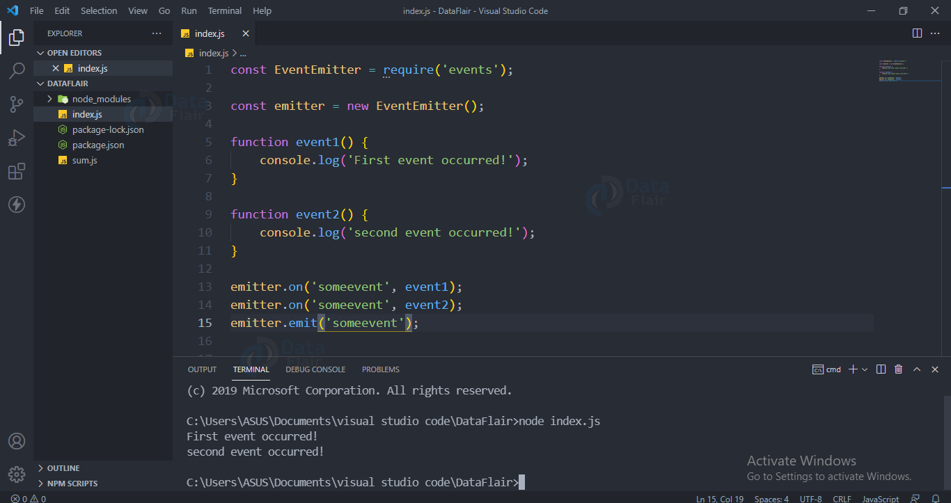 Nodejs Event Emitter DataFlair