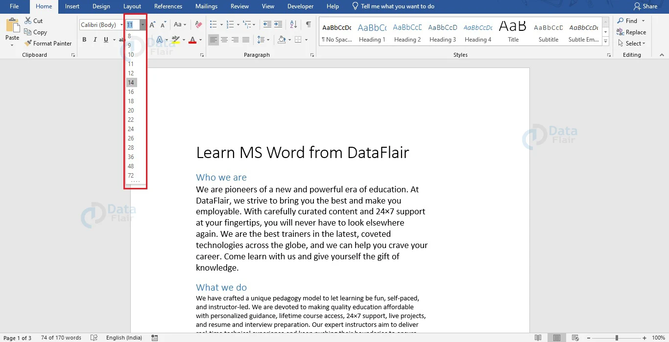 Formatting Text in MS Word - DataFlair