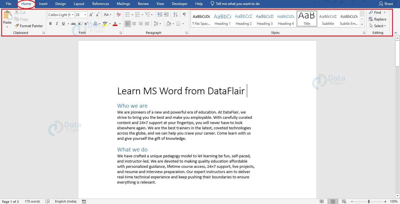 Formatting Text In MS Word DataFlair   Home Tab .webp