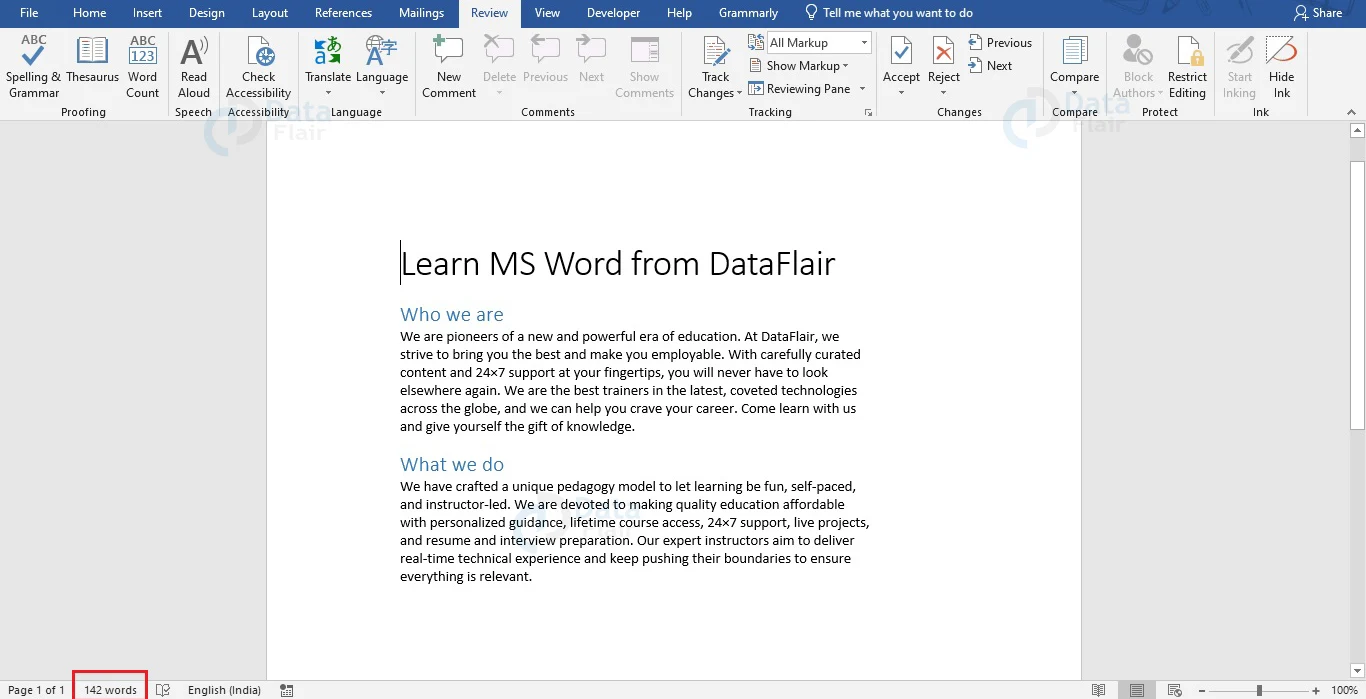 How to Count Number of Characters in a Word document? - DataFlair