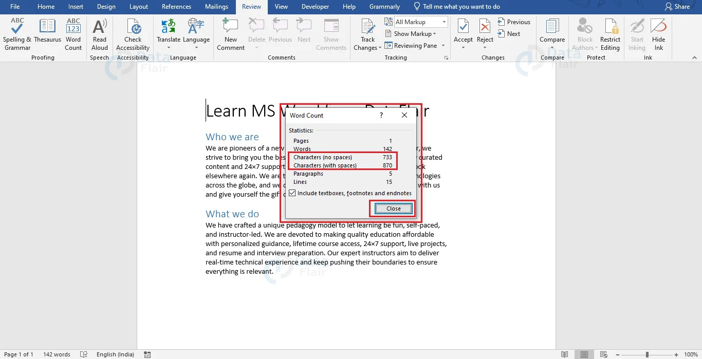 How to Get a Character Count in Microsoft Word