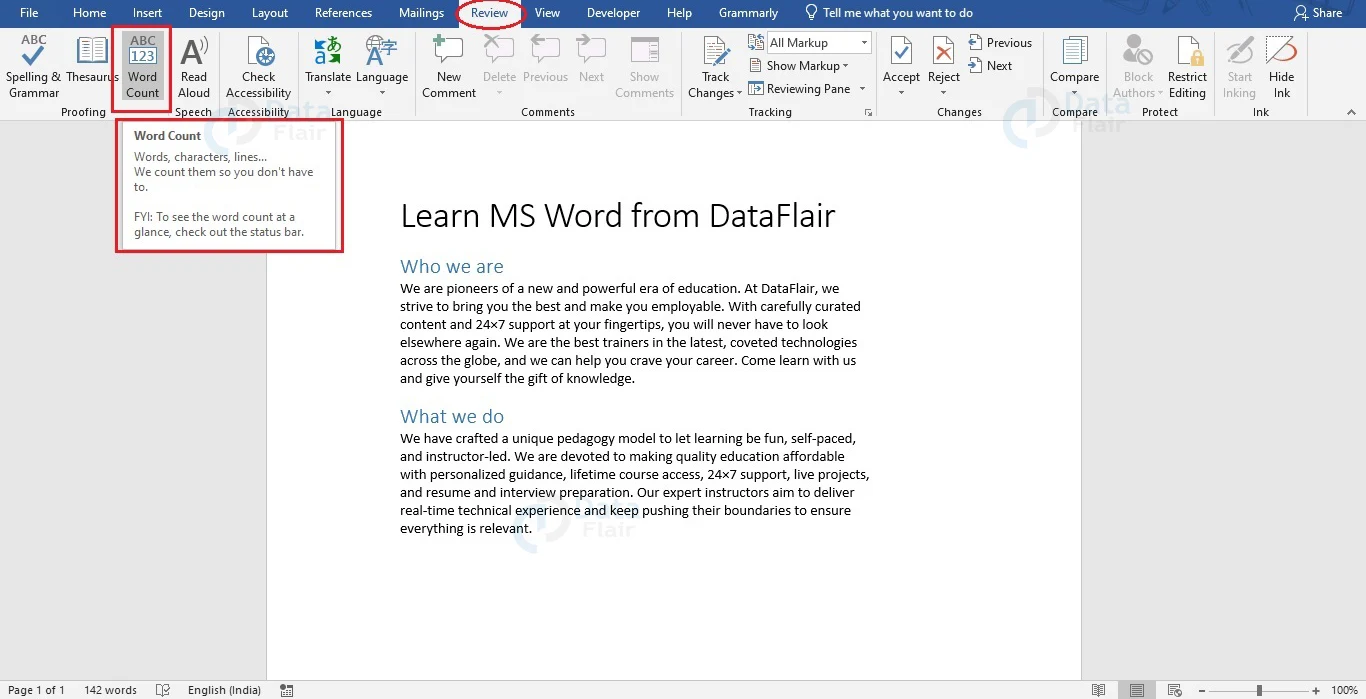 How to Count Number of Characters in a Word document DataFlair