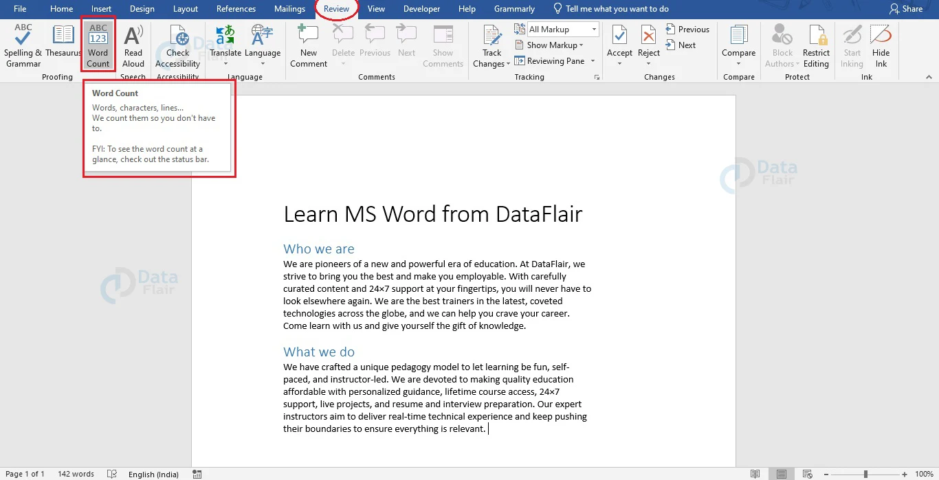 how to count number of words in ms word document