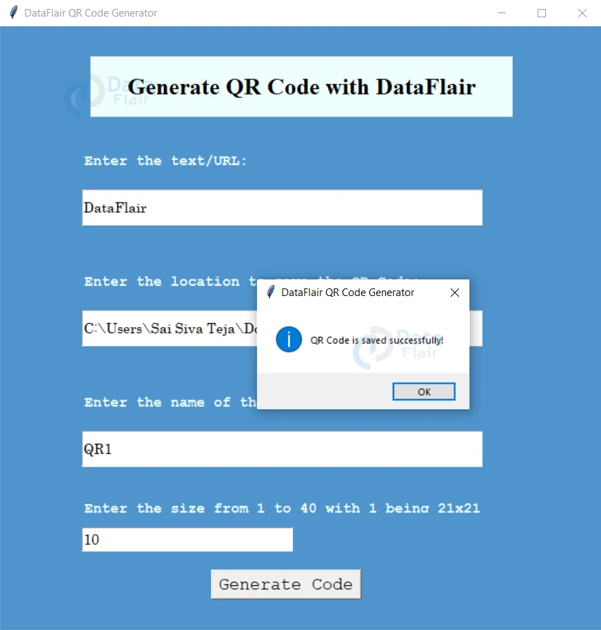 Python QR Generator Project with Source - DataFlair