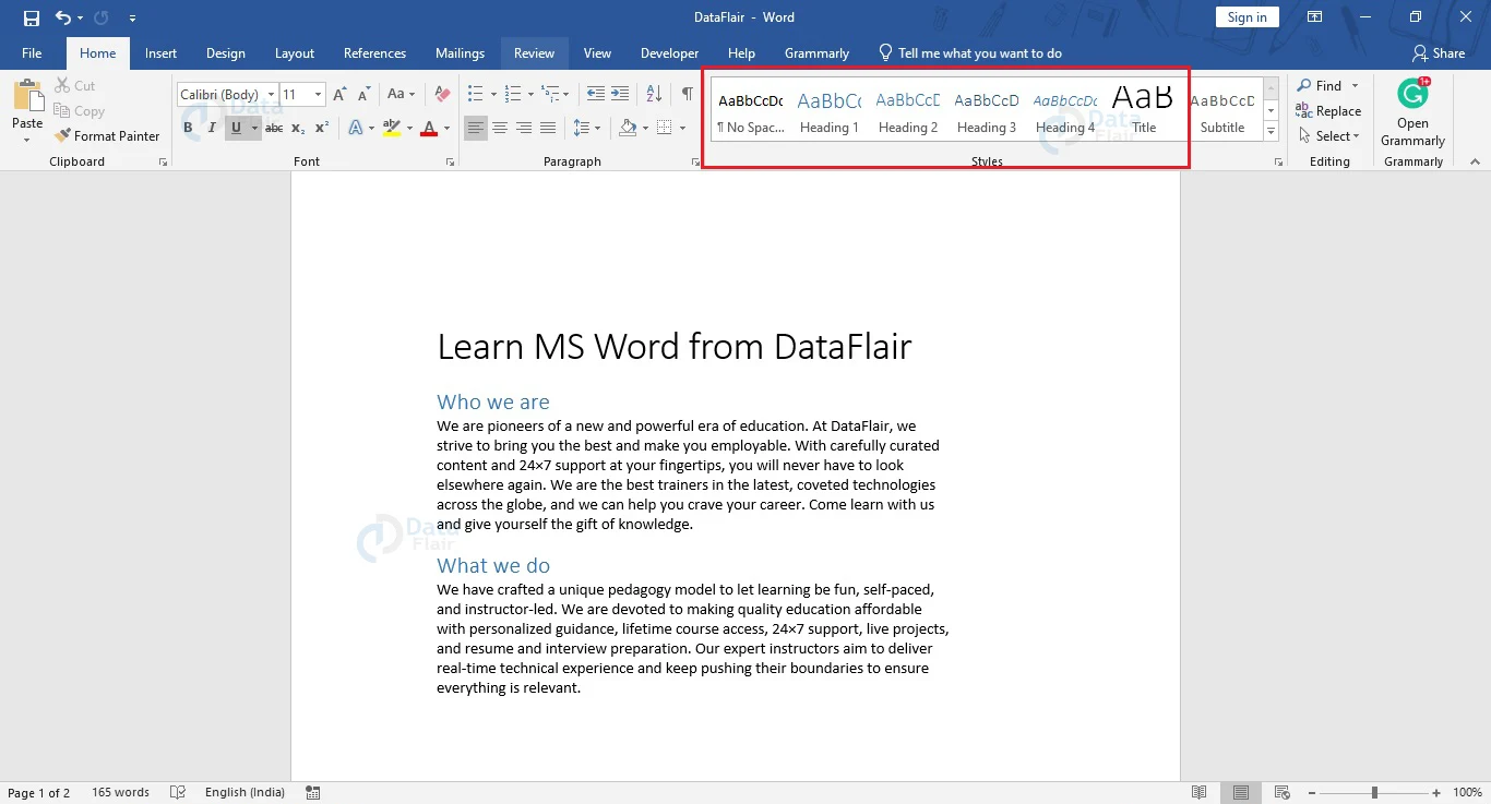 How To Create Table Of Contents In Ms Word Dataflair 4856